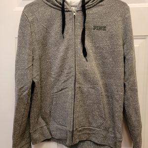 PINK Large Grey Full Zip Hoodie